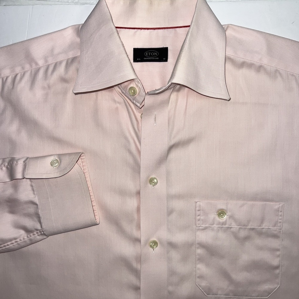 Eton Ganghester Button Up Dress Shirt Men's‎ 16.5/42 Long Sleeve Solid Pink